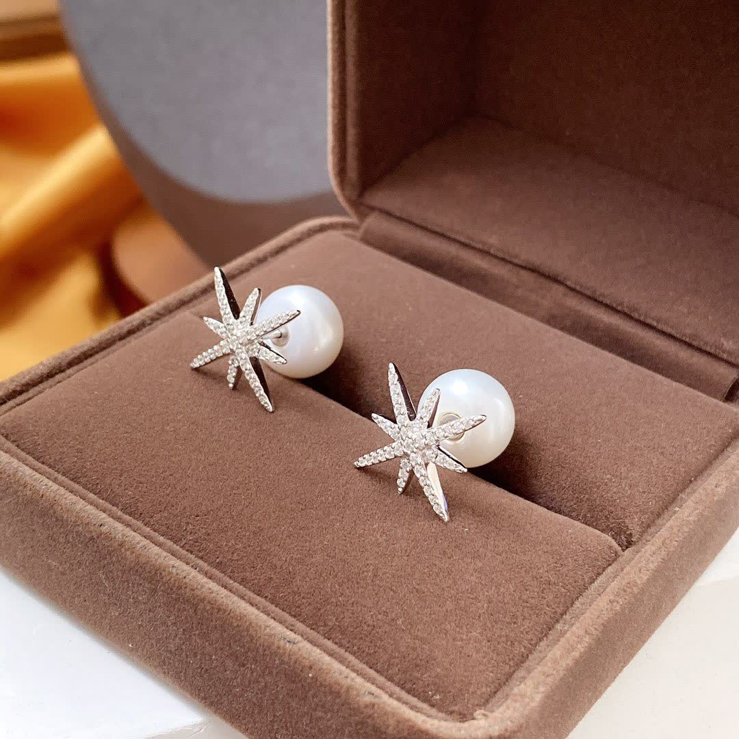 APM Monaco Udo Silver Star and Pearl Earrings
